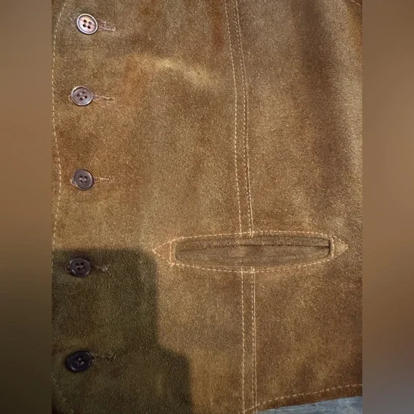 Vintage Sears The Leather Shop Western Suede Leather Vest Jacket Sz 44/XL - Picture 5 of 7
